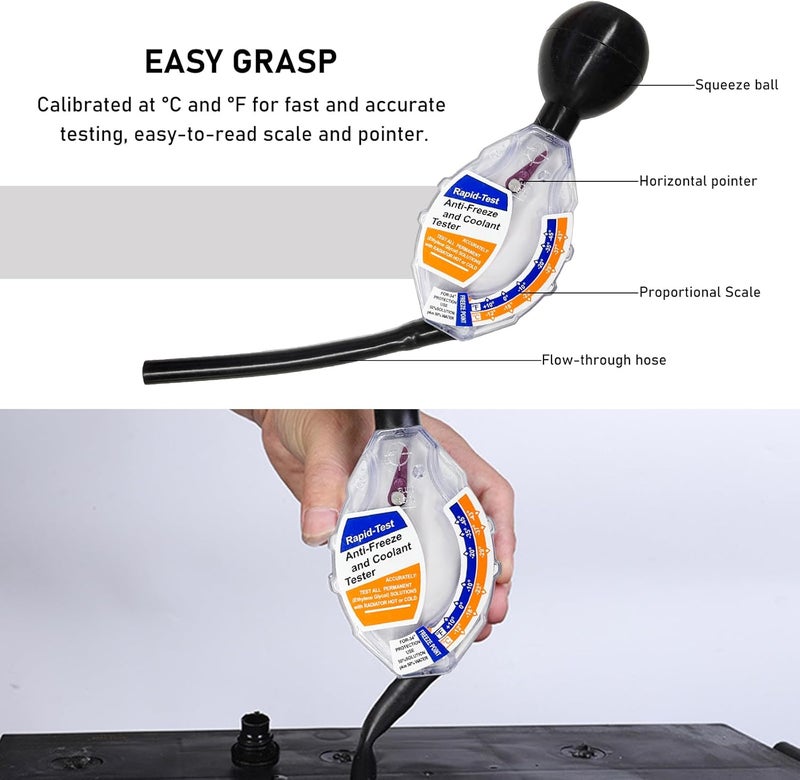 KVAEY 4PCS Coolant Tester Accessory, Automotive Professional Antifreeze Densitometer Freezing Testing Tool, Universal Coolant Hydrometer Tester for Winter and Summer, Car Accessories - Image 3
